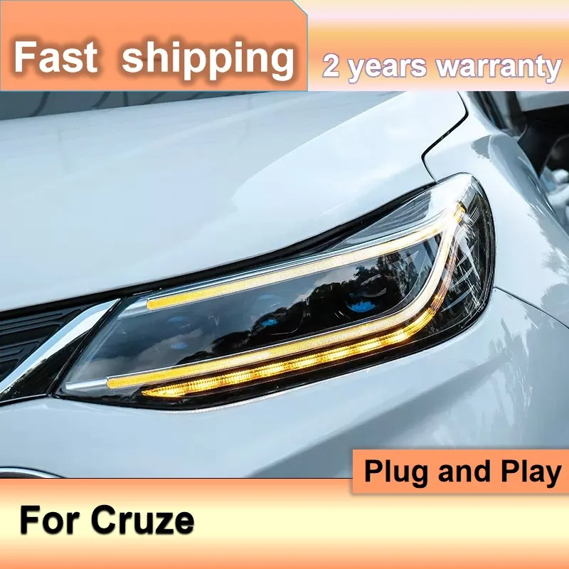 Car Accessories for Chevrolet Cruze Head Lamp 2017-2019 Cruze Headlights DRL Turn Signal High Beam Projector Lens