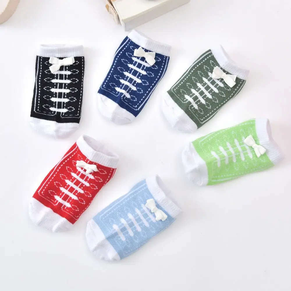 

6Pairs Creative Baby Cotton Socks Imitation Shoelaces Breathable Toddle Short Tube Socks Cute Autumn Spring Newborn Socks