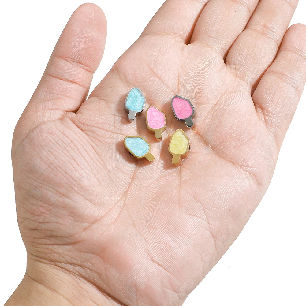 5pcs Stainless Steel Enamel Fish Shape Beads Spacer Bead for DIY Cute Bracelet Necklace Charms Making Jewelry Findings Wholesale