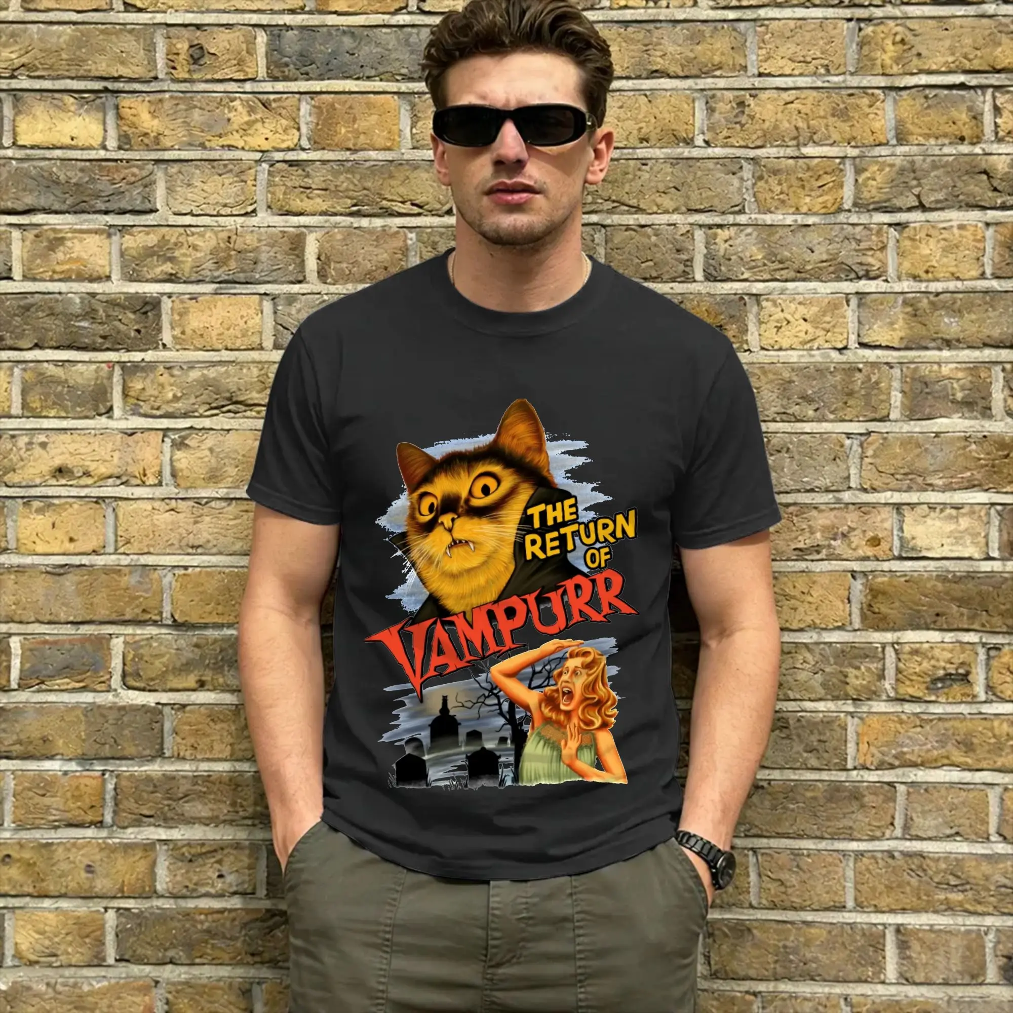Men's T-Shirts The Return of Vampurr Creative 100% Cotton Tees Short Sleeve movie T Shirt Crew Neck Tops Summer