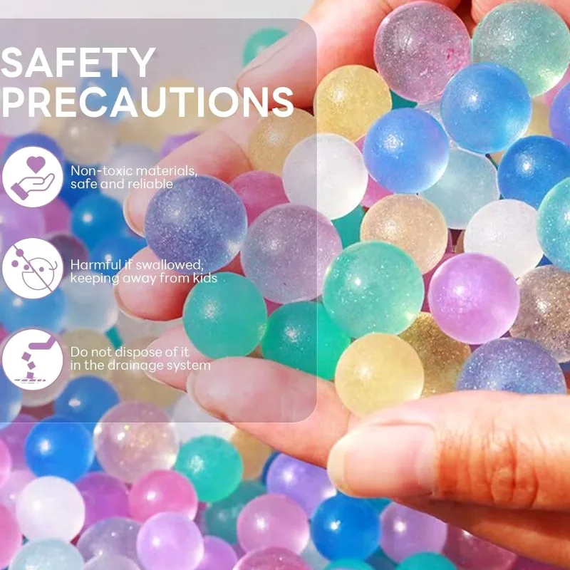 

Colorful Glitter Water Gel Beads Rainbow Mix Water Beads for Vases Filler, Sparkle Waterbeads Home Decoration New Crystal Soil