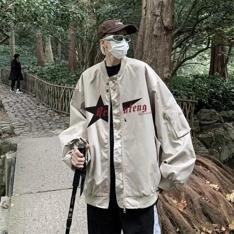 

Свободный крой, мужская бейсбольная куртка, осень-зима, большие размеры 300, винтажная уличная рабочая одежда, верхняя одежда для пилотов, пальто