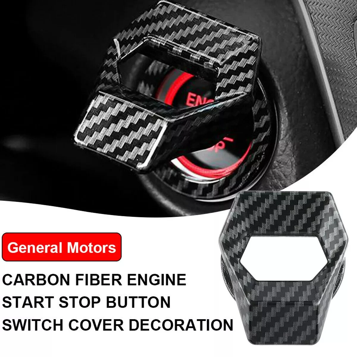 

Car Engine Start Stop Button Cover Ring Ignition Start Stop Button Case Switch Push Button Carbon Fiber Sticker Protection Cover