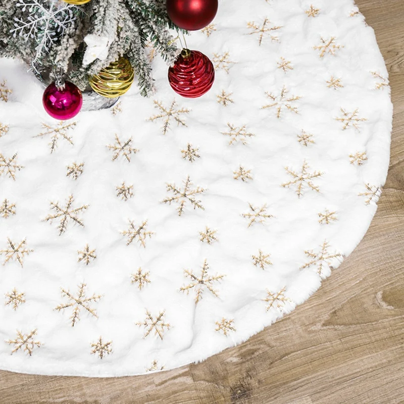 SEWS-White Christmas Tree Skirt Thick Polyester Xmas Tree Merry Decoration Ornament New Year For Home Scene Layout Decor