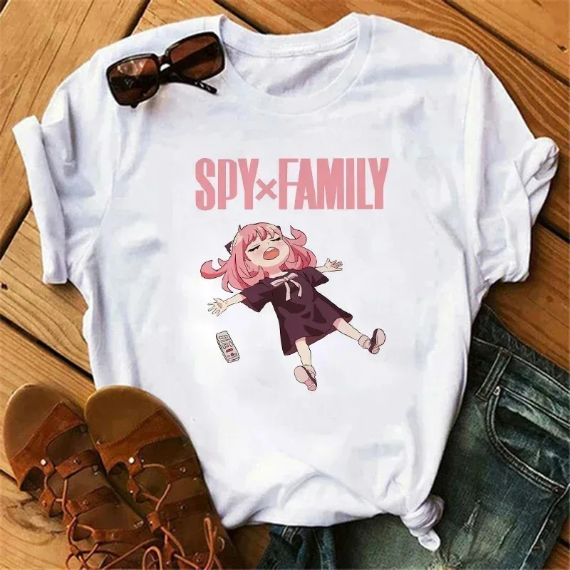 T-shirt a maniche corte moda giapponese Harajuku T-shirt Anime Spy X Family T-shirt da donna Top Kawaii O-Collo T-shirt da donna Top