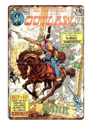 comics Outlaw 1974 metal tin sign cafe  pub metal wall decor