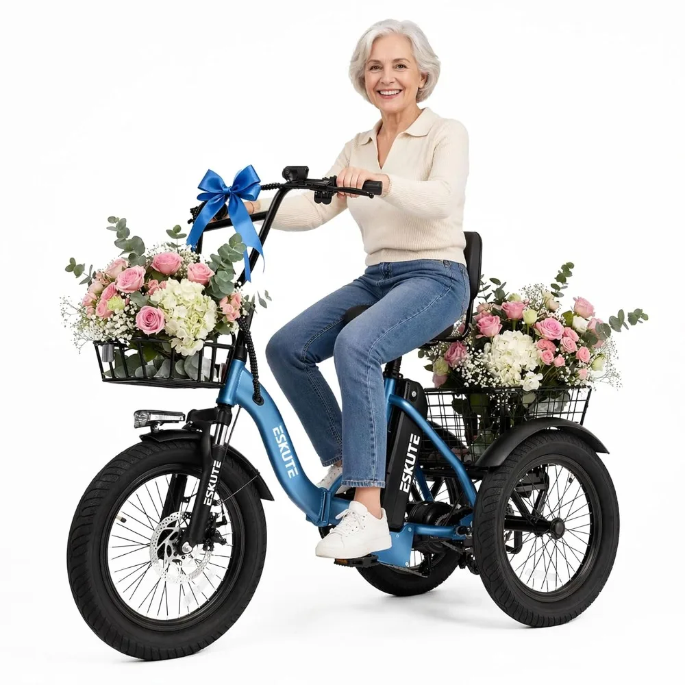 Adults Electric Trike, 1200W Motor & 624Wh Battery, 18x3.0 Fat Tire Foldable 3-Wheel E-Bike, Step-Thru, 65 Miles Range, Custom