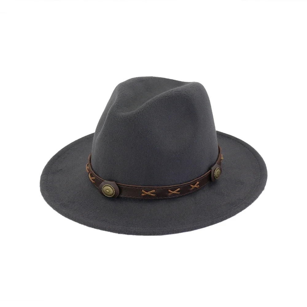 SHOWERSMILE-Chapeau en feutre avec ceinture en cuir pour femme, chapeau Fedora Trilby pour femme, chapeaux de jazz vintage, bord large, vert armée, hiver