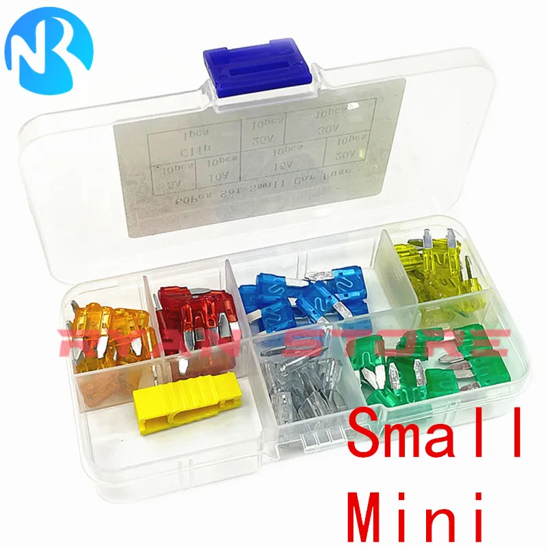 60PCS Box Small Mini 32V Car Fuse Kit Fuses Automatic Truck Blade The Insurance Insert  Auto Accessories 5A 10A 15A 20A 25A 30A