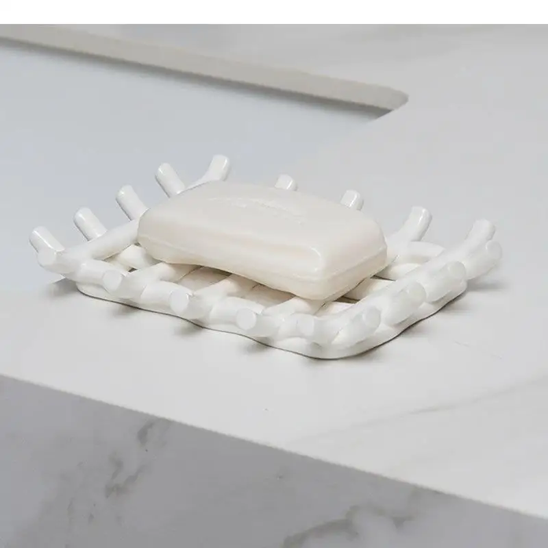 Ceramic Soap Dish Creative Hollow Design Bathroom Soap Box Soap Rack Soap Storage Container Household Bathroom Accessories