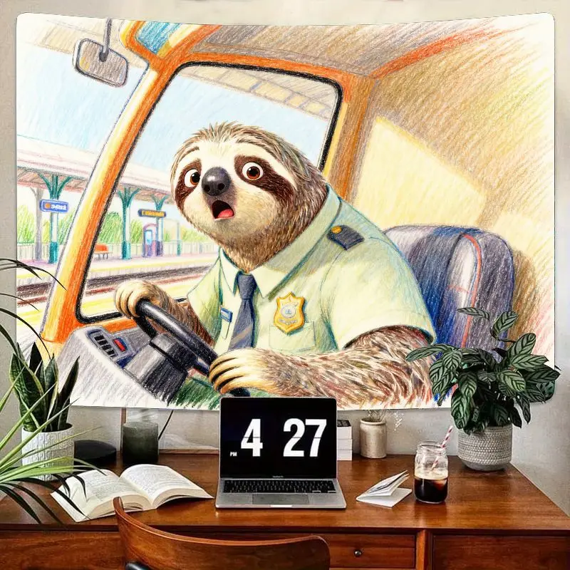 

1 шт. Зверополис, гобелен для вождения, полиции, забавный мультяшный полиэстер, настенное искусство для гостиной, спальни, декор, подарок для фанатов