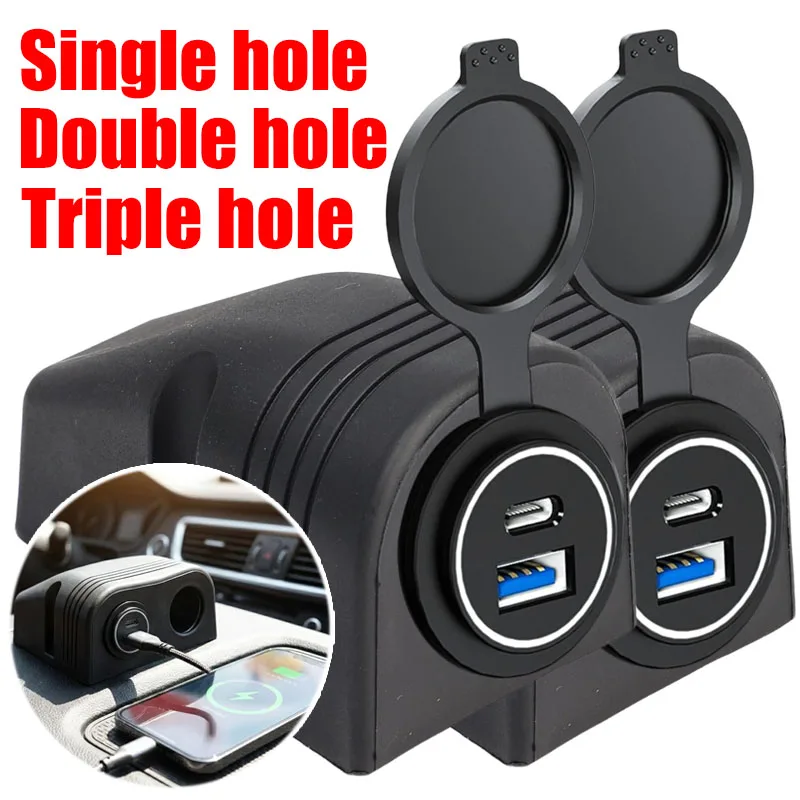

Dual Hole ABS Power Outlet Panel for 12V Devices Car Modified Tent Base Socket Universal Installation for RV Truck Car Interior