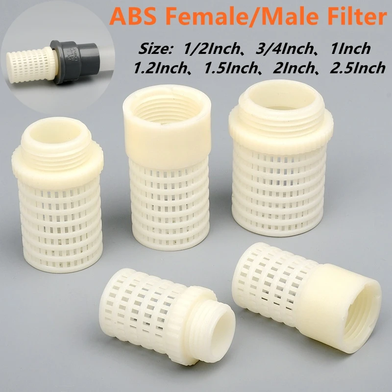 2~5PCS 1/2''~2.5'' ABS White Female/Male Filter Aquarium Filter Fish Tank Plastic Impurity Filter Garden Irrigation Fittings