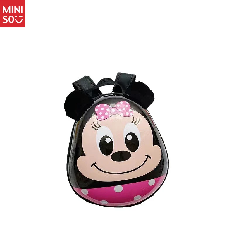 Mochila Miniso para niños con forma de huevo, bolso preescolar de dibujos animados para niños y niñas de 3 a 5 años, lindo bolso para guardería