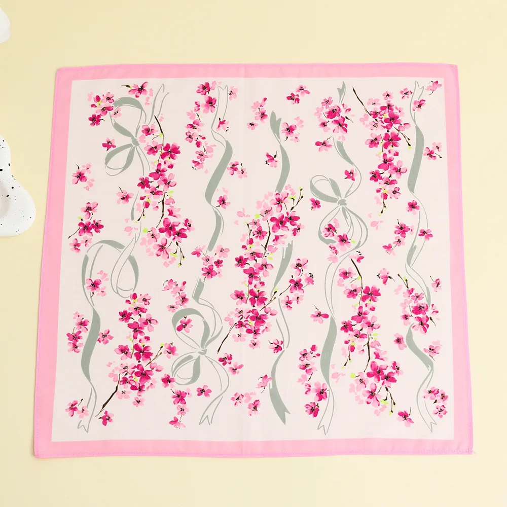 3 قطعة منديل نسائي أنيق من القطن الخالص ناعم ومريح وشاح صغير مطبوع 43*43 سنتيمتر