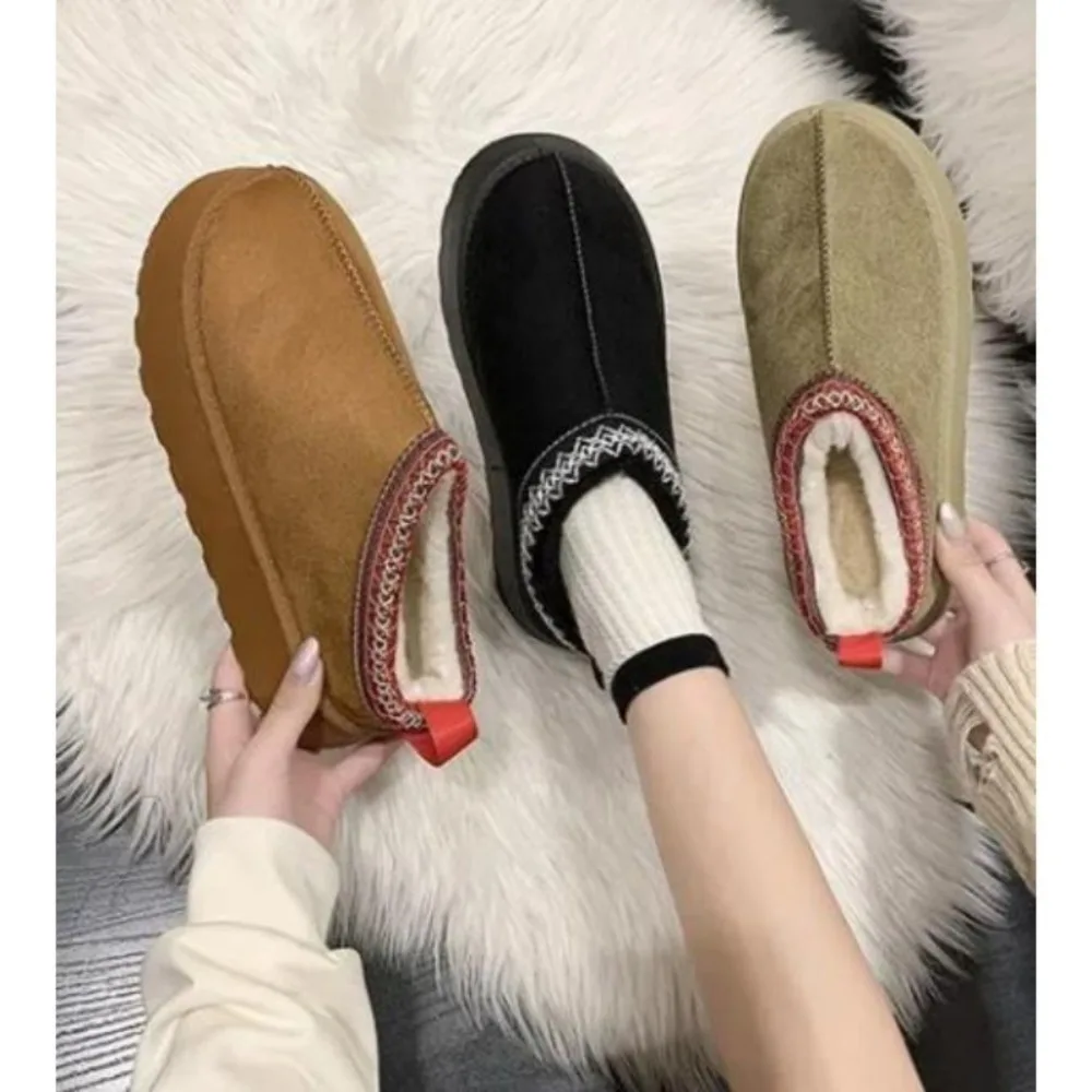 

Women Chelsea Ankle Snow Boots Winter New Woman Brand Fur Short Plush Warm Flats Slippers Platform Shoes Flip Flops Suede Botas