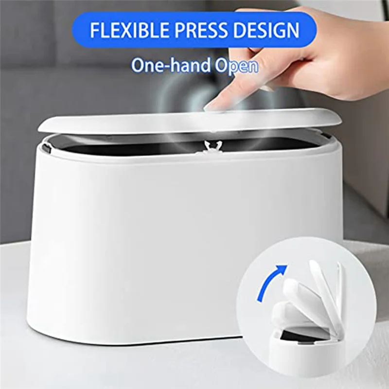 Tabletop Trash Can with Pop-Up Lid, Mini Trash Can