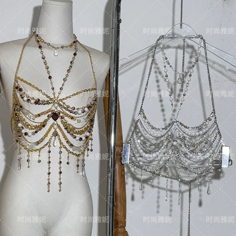 New Bust Jewelry Body Chain Hottie Tassel Bra Trendy Bikini Party Backless Neck Pendant Beaded Bustier