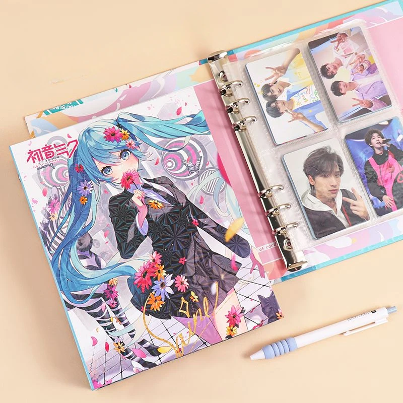 Hatsune Miku anime Kawaii Miku card book two-dimensional cute cartoon loose-leaf four-square grid small card card storage book