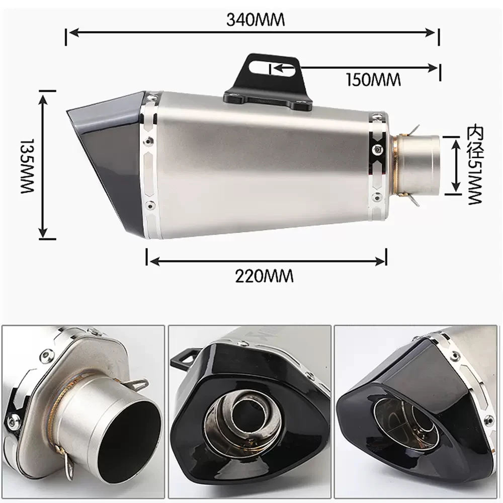 Universal 51MM motorcycle exhaust muffler For Akrapoic s1000RR cbr1000 s1000R R7 MT09 Pcarbon exhaust pipe silencer exhaust pipe