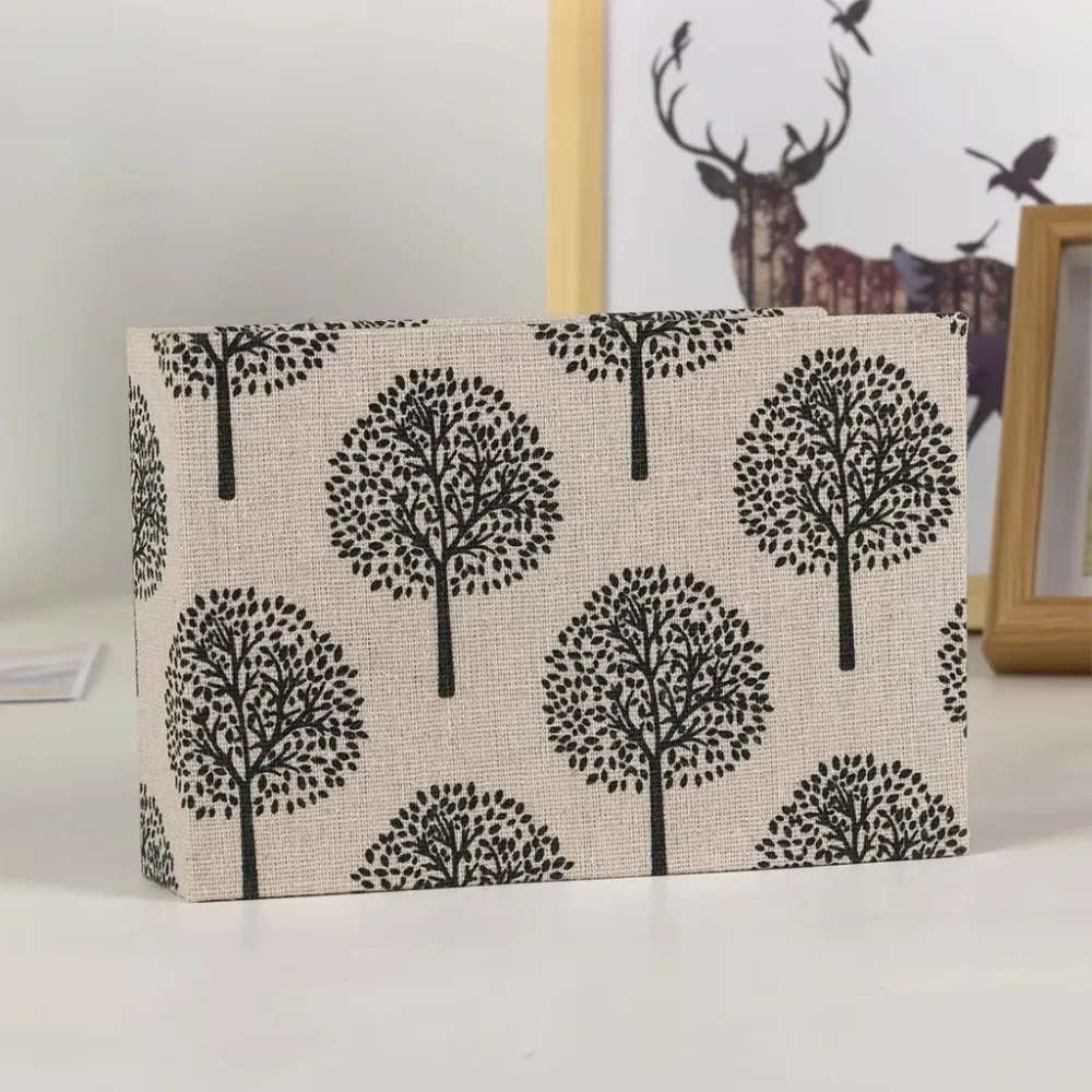 Mini Photo Album Linen Printed 36 Pockets Picture Albums Horizontal Insert Design for 6 Inch Photos Small Scrapbook Album