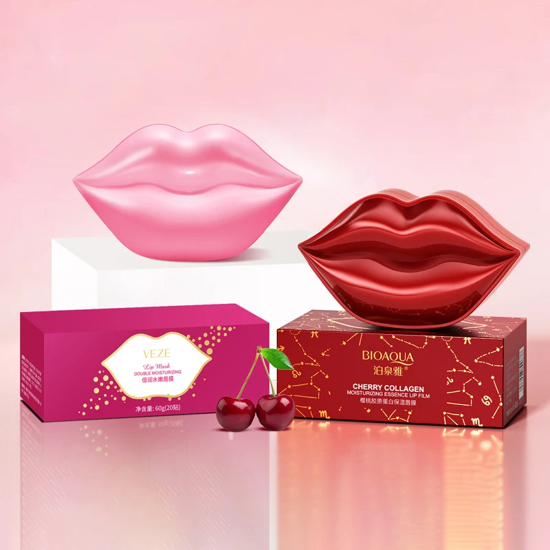 20pcs/box BIOAQUA Lips Moisturizing Collagen Lip Patch Masks Care Plumper Hydrating Exfoliator Anti-wrinkle Lips Mask Gel Pads