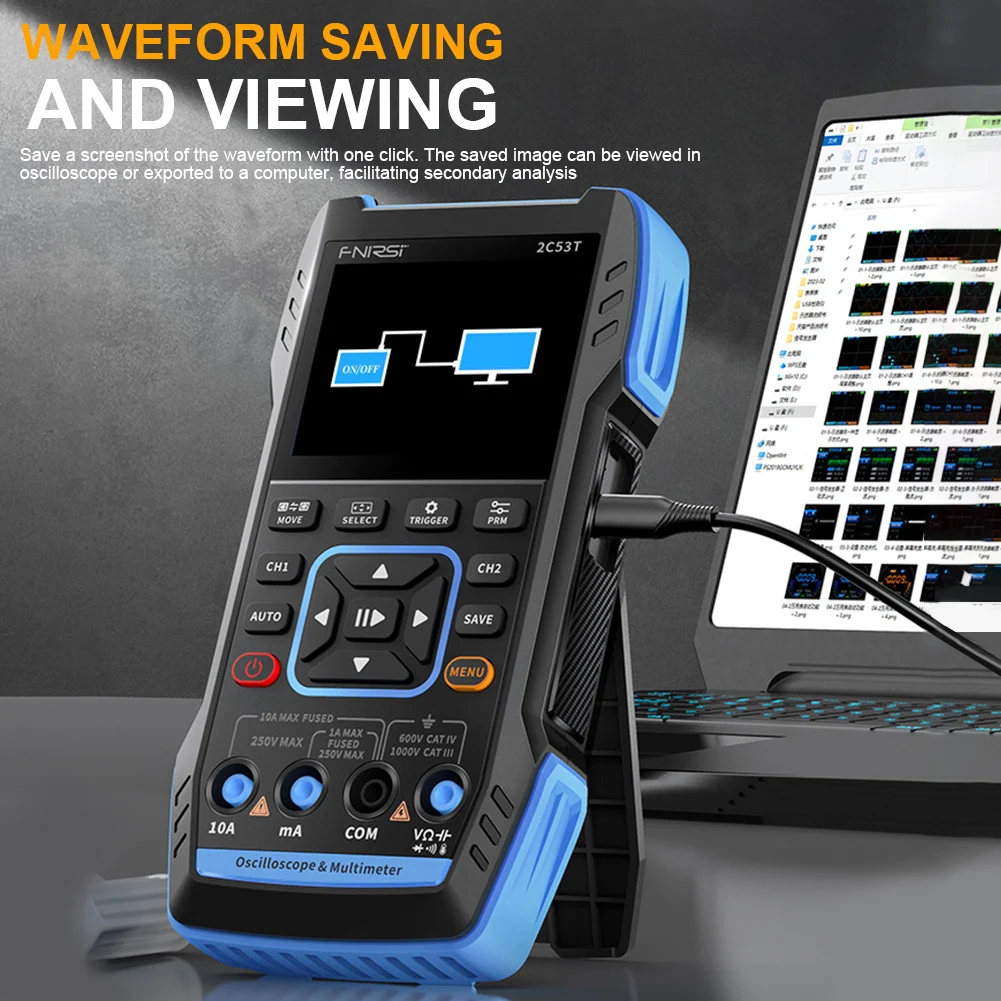 FNIRSI 2C53T 2C23T Upgrade 3in1 Oscilloscope Multimeter Signal Generator 50MHz Bandwidth 250MS Rate Dual Channel 20000 Counts