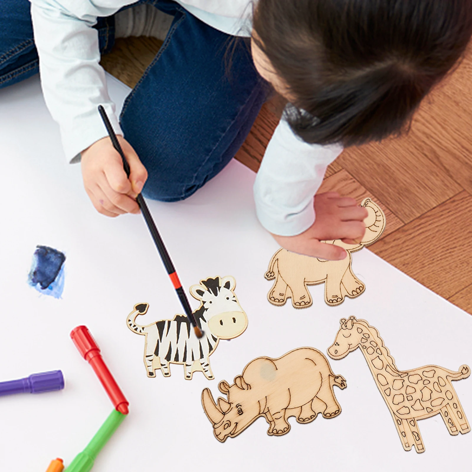 

40pcs Wooden Animal Cutout Unfinished Slices Blank Wood Chips DIY Painting Craft Home Decor Project