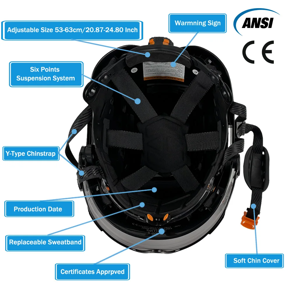 CE Safety Helmet with Double Goggles ABS Hard Hat with Adjustable Vent DIY Reflective Stickers Construction Work Hardhats ANSI