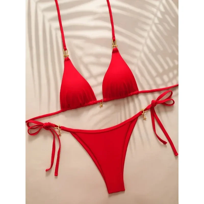 2026 Micro Bikini Swimsuit 2026 Womens Lace Up Bathing Suit Woman Triangle Low Waist Bikinis Sets Two-piece Female Swimwear Beac