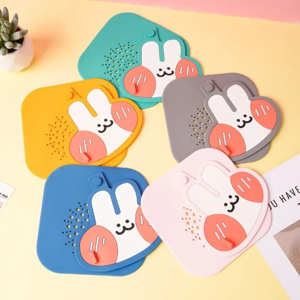 Cartoon Rabbit Silicone Shower Drain Cover Insect-proof Rotatable Drain Hair Catcher Anti-Odor Reusable Kitchen Sink Seal Mat