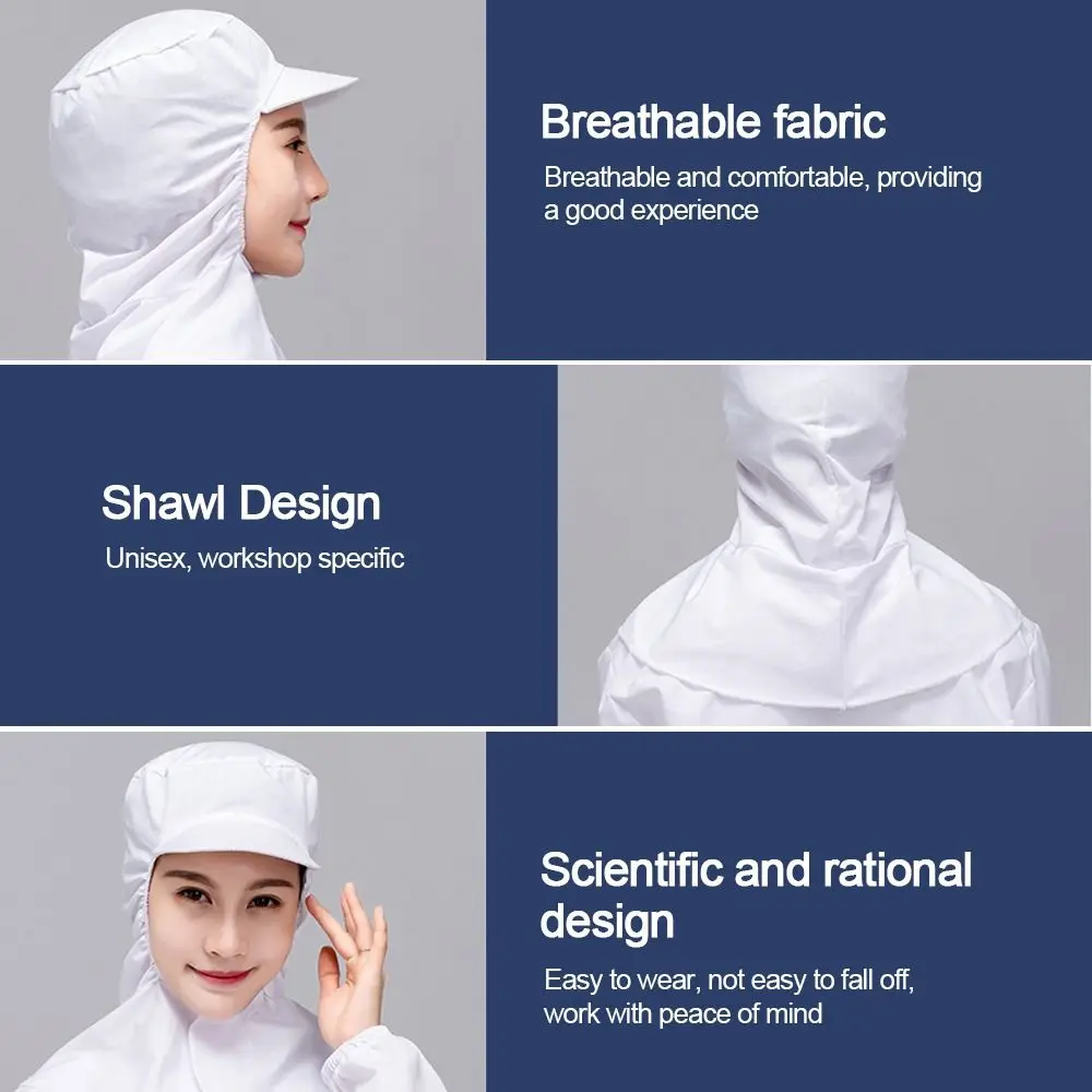 New Neck Protector Dust-free Shawl Hat Breathable Solid Color Work Cap Work Hat Women Men