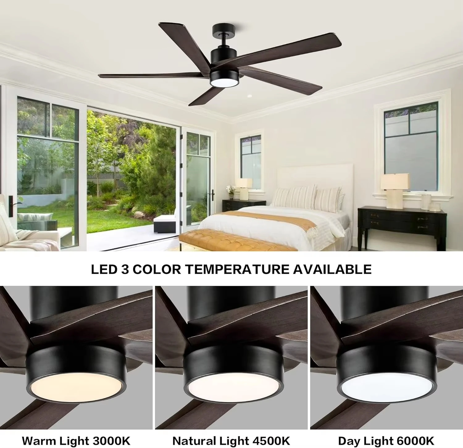 Modern Ceiling Fans With Lights For Bedroom Living Room Reversible Ceiling Fan With Light And Remote Control 5 Wood Blades
