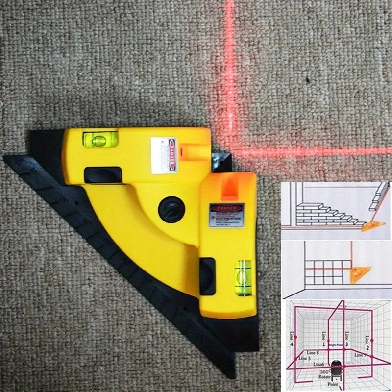 1 Piece High Precision Laser Level with 90 Degree Vertical Horizontal Line Projection for Precise Right Angle Measurement Tool