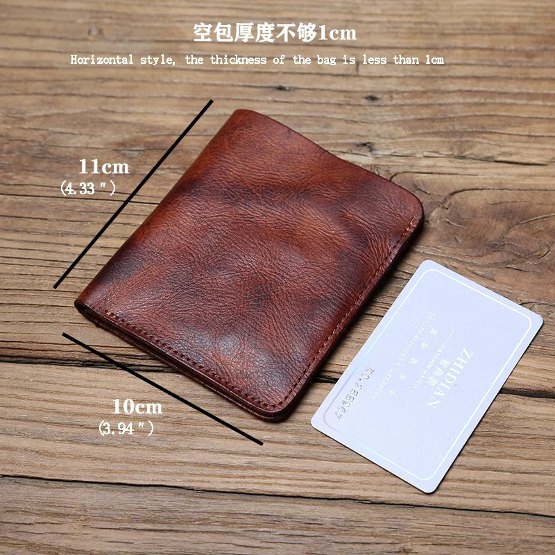 NZPJ männer Leder Brieftasche Retro Top Schicht Rindsleder Brieftasche Vertikale Dokument Clip Kurze Jugend frauen Ultra-dünne geldbörse Tasche – Detail 2