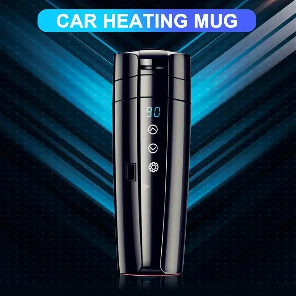 12V / 24V Stainless Steel Car Heating Intelligent Mug With Temperature Control Mug LED Display Temperature Coffee Tea Milk 400ML