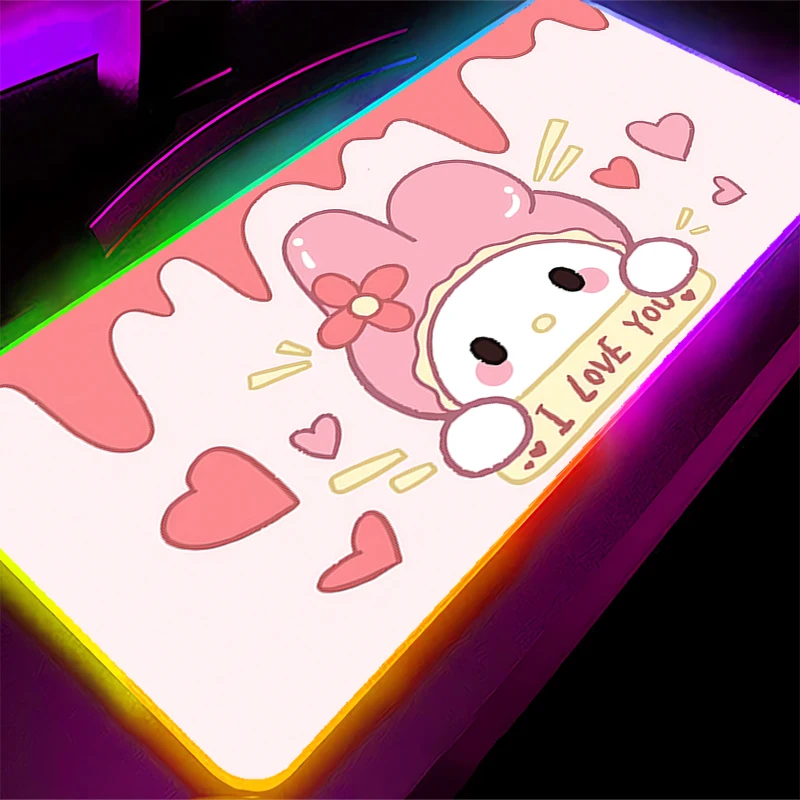 Rgb mouse pad s-sanrio mini pc kawaii computador tipo velocidade tapete para e-sports players teclado portátil led mousepad tapete de mesa