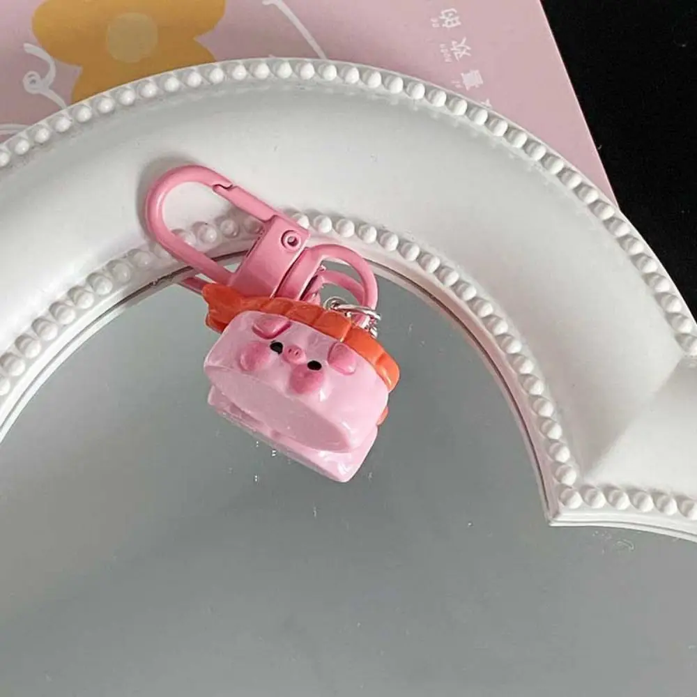 Llavero de Metal con Forma de Cerdo Rosa Gourmet, Llavero de Resina con Forma de Hamburguesa Pequeña, Llavero de Animal de Cerdo, Lindo Llavero de Cerdo Rosa, Llavero de Comida de Cerdo para Niños
