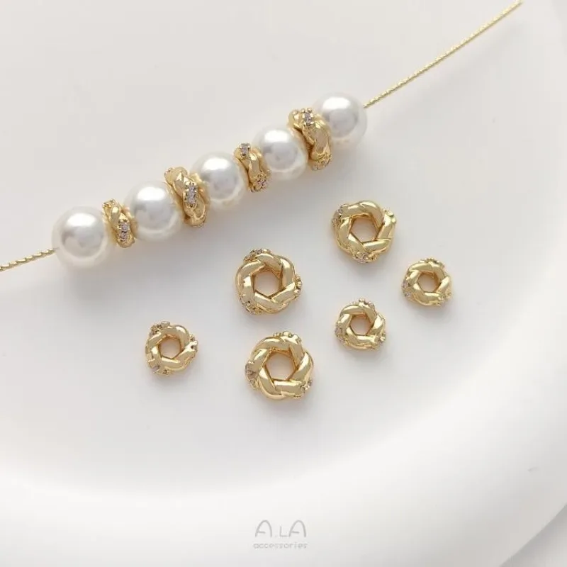 

Color-preserving 14K Gold-encrusted Zircon Knotted Twist Circle Beaded Wreath Handmade Beaded DIY Bracelet Jewelry Accessories