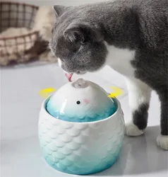 Ceramic Water Fountain For Cat And Dog, Drinking Bowl,pet Water Dispenser,cat Drinker, Indoor Decor,1l Pet Fountain With Usb