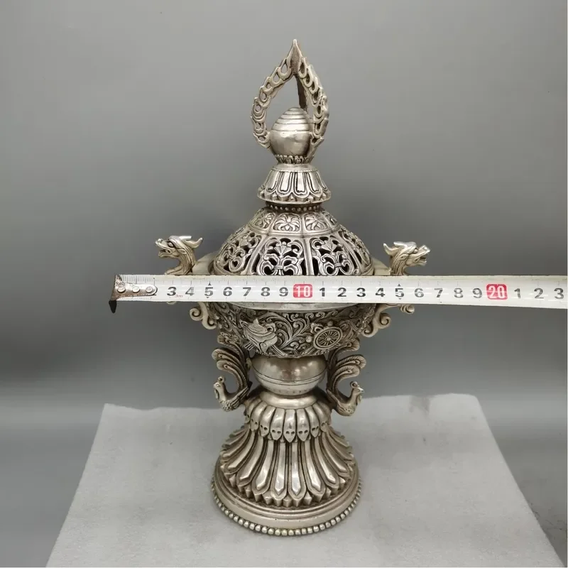 Vintage Copper Eight Auspicious Symbols Set Buddhist Altar Decor Traditional Dharma Craft Ornament for Home Shrine Display