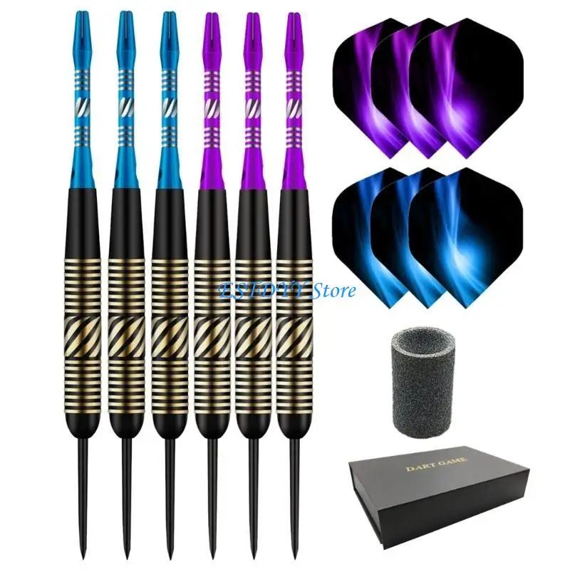 

G6DE 6Pcs 23g Steel Tip Darts Profession Metal Darts Sets with Darts Flight Aluminum Shafts Darts Portable Entertainment Tool