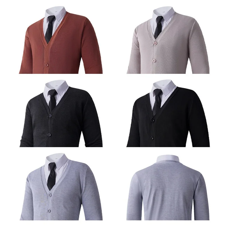 

Men's Knitted V-Ne Cardigan Thiened Casual Warm Base irt Winter New Sle 2025 Cross-Border Loose Fit Long Sve