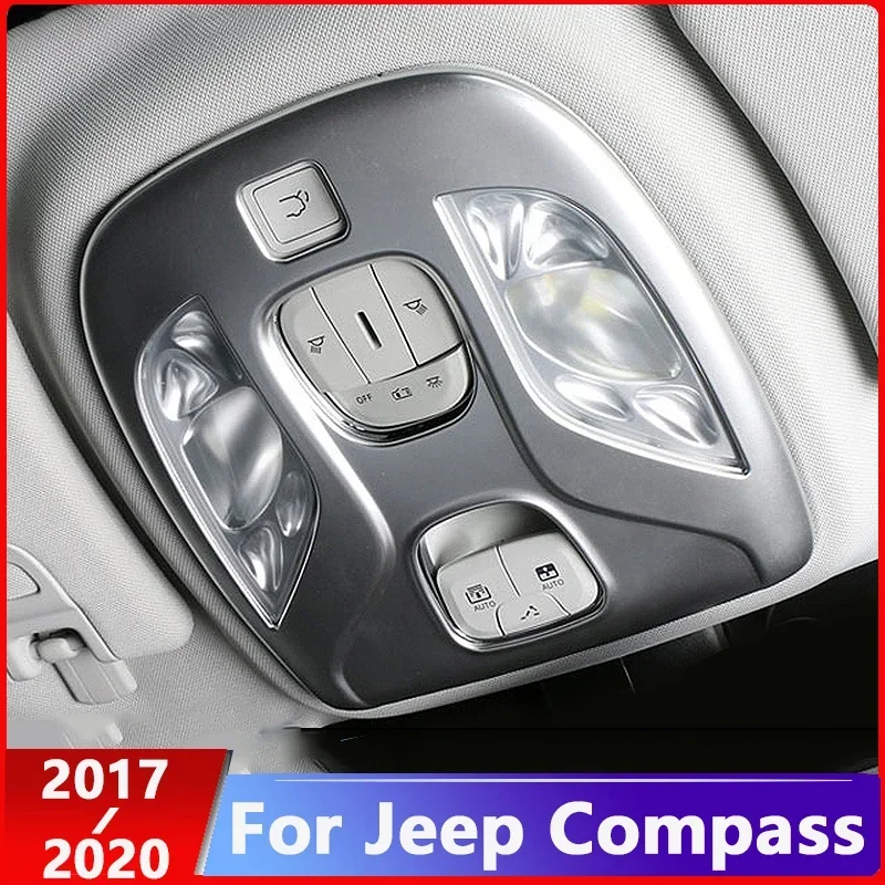 Carbon fiber Car Roof Reading Light Decorative Trim Cover Interior Moulding For Jeep Compass 2th 2017 2018 2019 2020 Accessories view 2