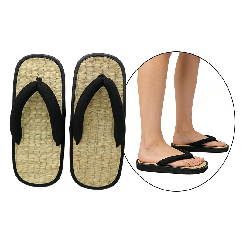 36-45 Japanese Straw Plaited Flip Flops Men Women Summer Slippers Y-shaped Clip Slipper Sandals Open Toe Thick Bottom Slippers