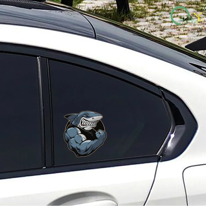 Muscle Shark Fun Creative for Fitness People Car Sticker Scratch Cover Body Decoration Decal - view 5