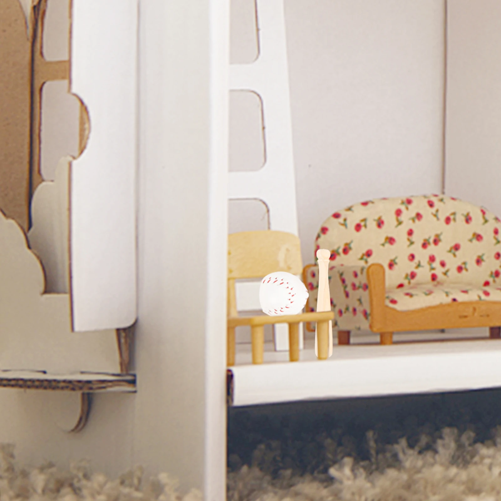 มินิเบสบอลชุด 2 ชุดสีกากีของเล่นเด็กค้างคาวขนาดเล็กถุงมือกีฬาอุปกรณ์เสริมตกแต่งกระเป๋าพวงกุญแจแบบพกพา