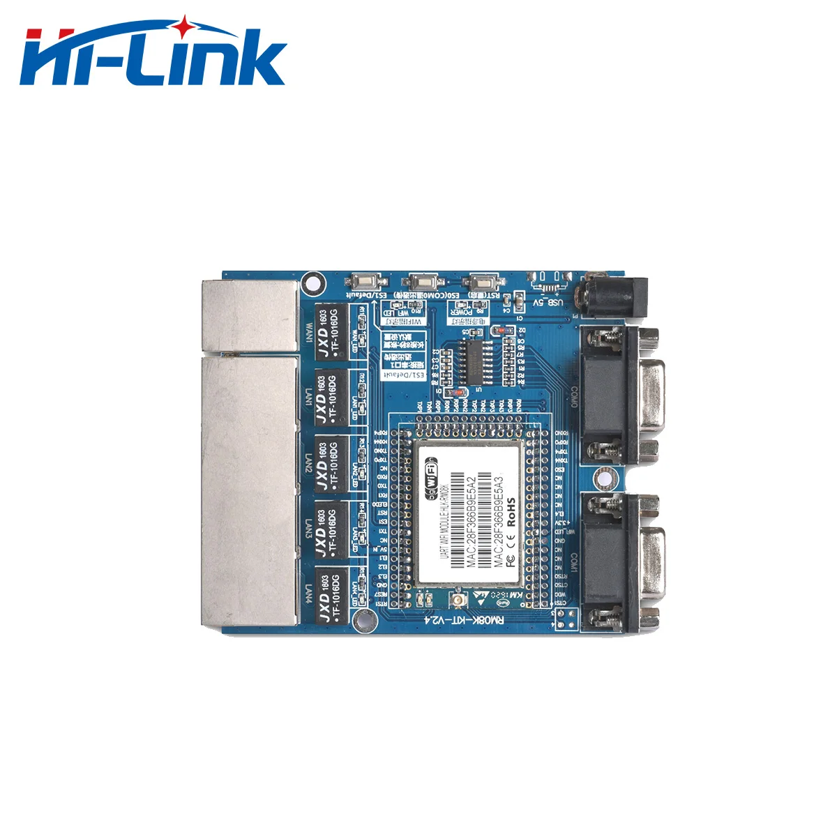 Kit modulo router wireless Hi-Link vendita calda MT7688K 2.4G IOT WiFi UART a Ethernet con scheda di test HLK-RM08K