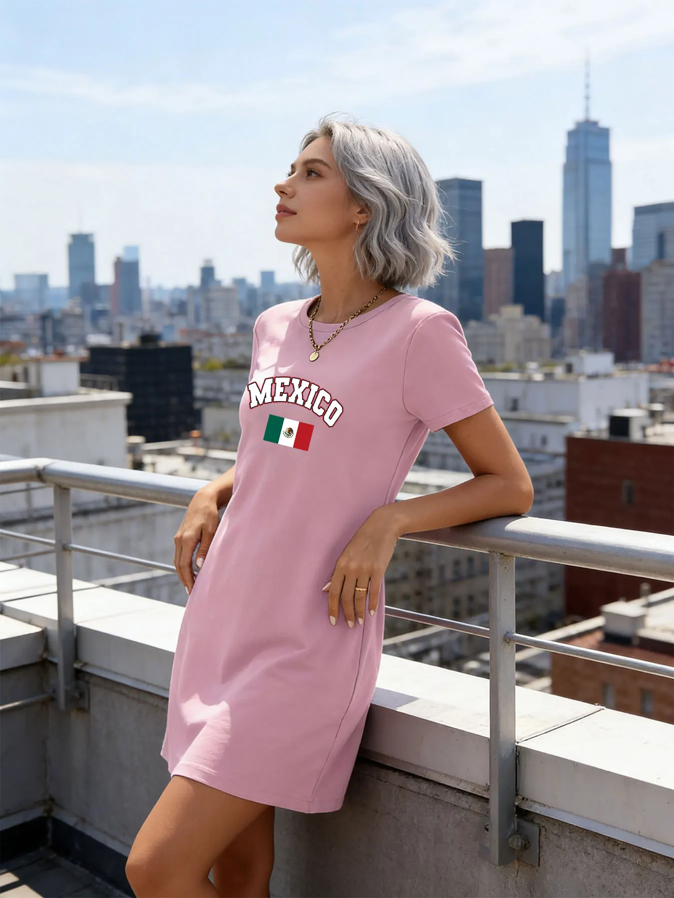 Vestido informal de camiseta para mujer con estampado de "MILANO ITALY", minivestidos de manga corta con cuello redondo, ropa de calle de verano