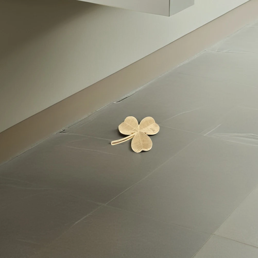 

2pc Brass Cabinet Knobs Decorative Drawer Pulls Vintage Style Shamrock For Wardrobe Dresser Sturdy Durable Copper Handle